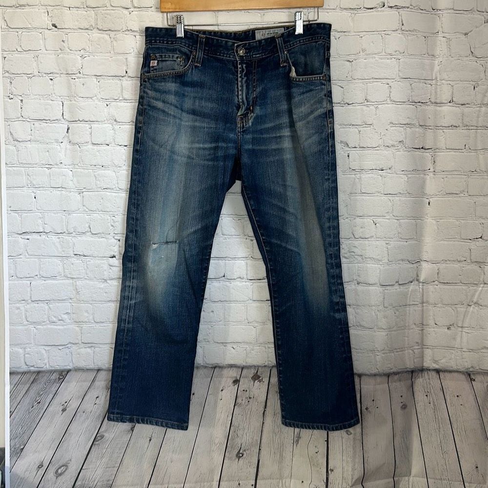 AG Adriano Goldschmied Mens‎ Tapered Leg Jeans size 34R Knee Distressed AG-42646